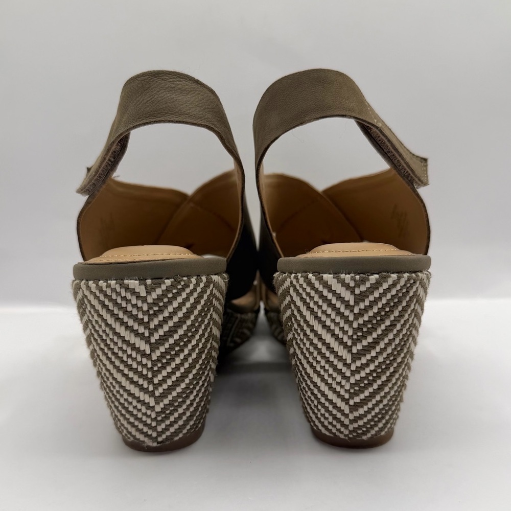 HUSH PUPPIES Griffon Slingback Wedge Sandal Olive Green 11M Platform, Leather - Picture 6 of 8
